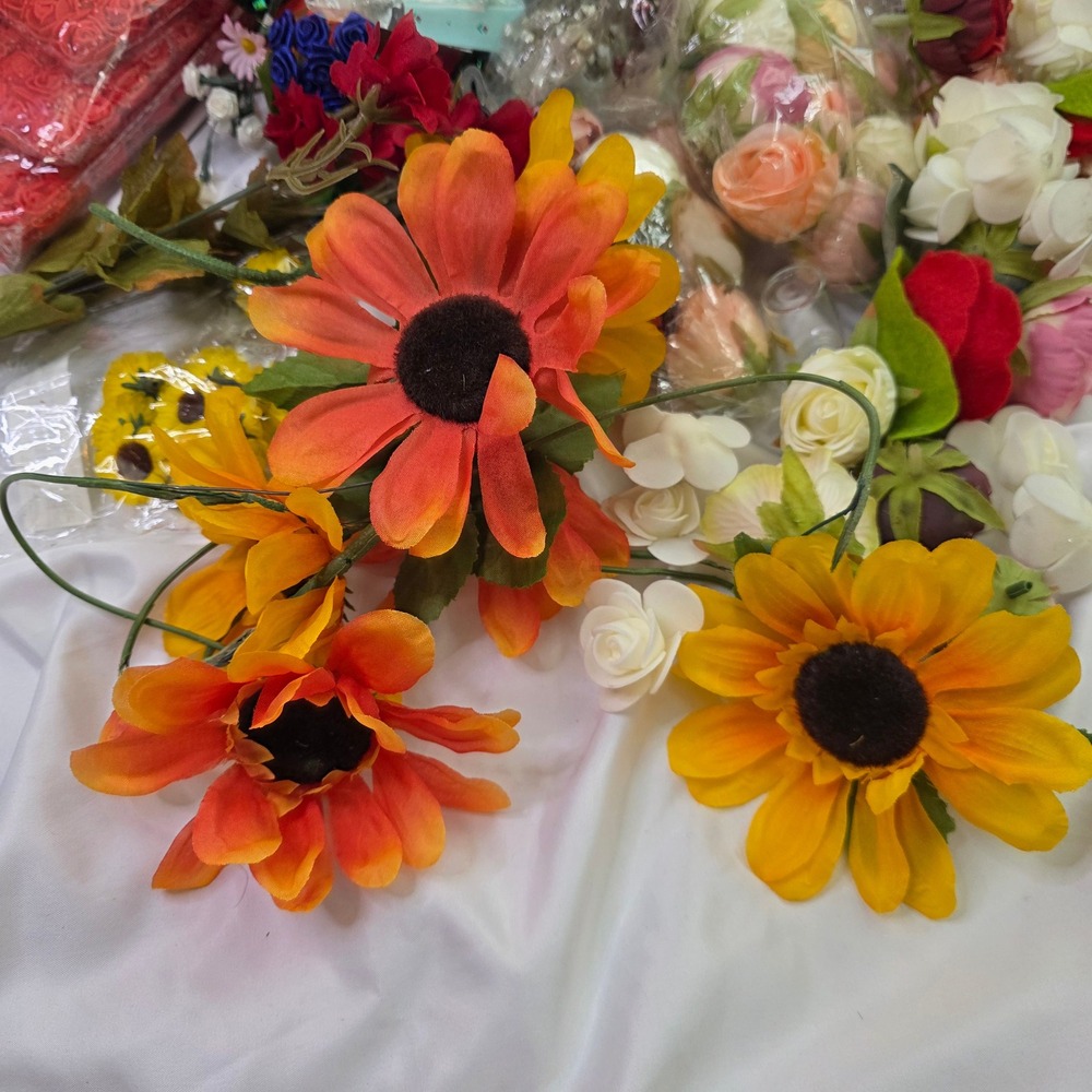 Bulk Lot Artificial Flowers Foam Roses Silk Sunflowers DIY Craft Wedding Decor - Picture 7 of 16